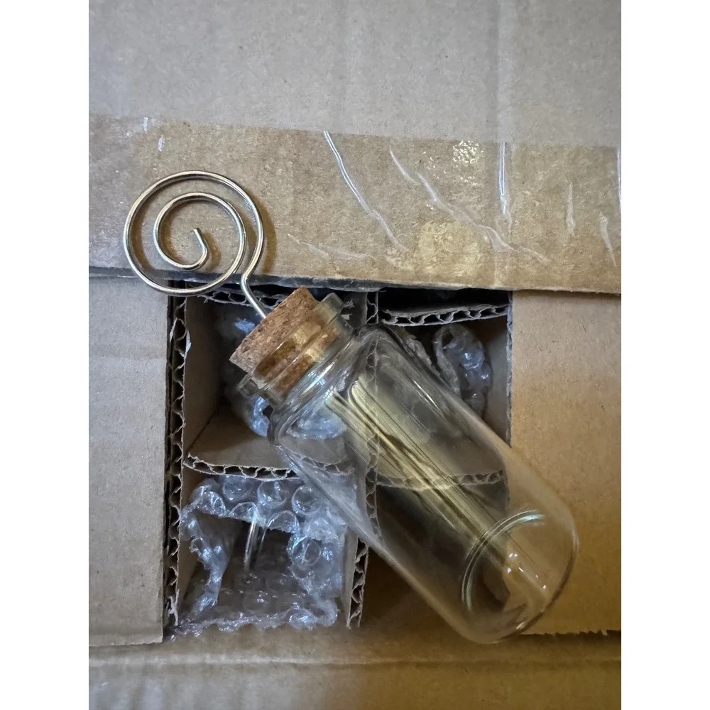 24 Glass Bottle Place Card Holders with Cork and Spiral‎ Wire Wedding Decor
